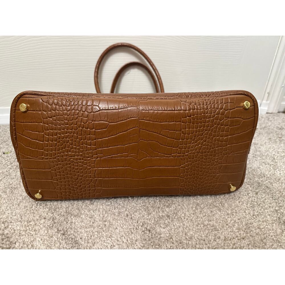 NWT Teddy Blake Vanessa Croco Embossed Italian Leather Tote Bag Cognac Brown - Picture 6 of 9